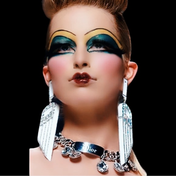 Christian Dior Vintage Silver Crystal Embellished Logo ID Gambler Charm Bracelet - Picture 4 of 15